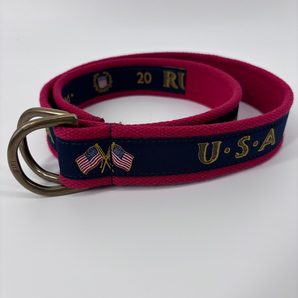 Polo Ralph Lauren Olympic Team 2014 Web Belt Adj 40" USA Flag Americana Preppy